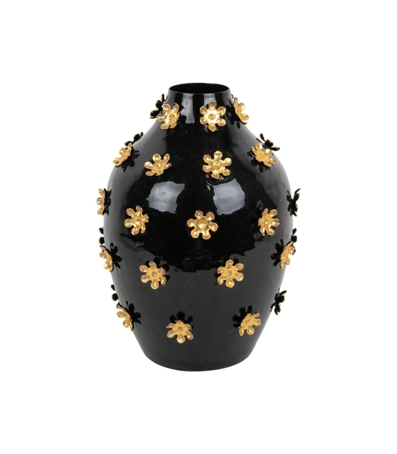 Vaas Golden Flowers - Zwart - Ø24cm