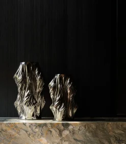 Vaas 20x20xH28,5cm satin silver Vea