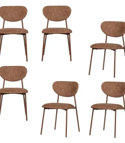 Valor Eetkamerstoelen - Polyester - Bruin - Set van 6