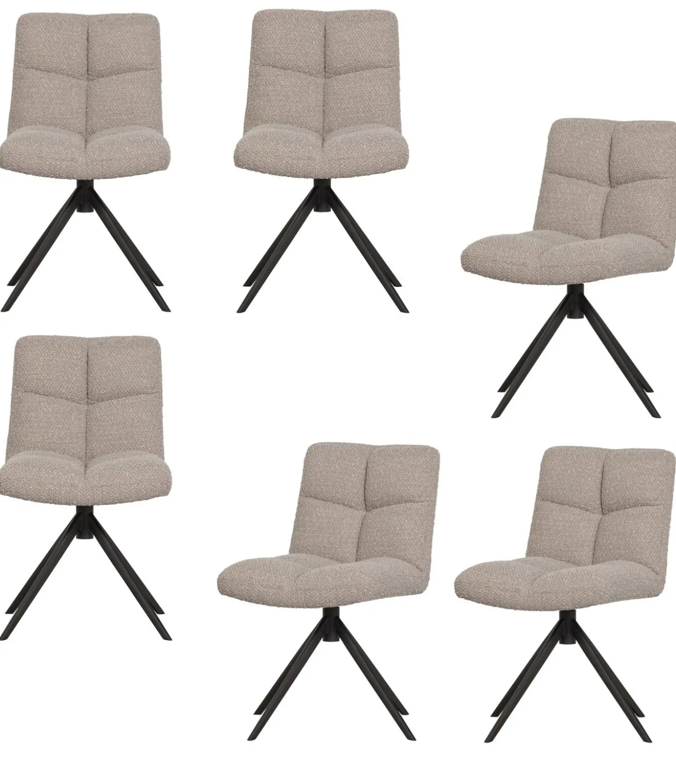 Vinny Draaistoelen - Bouclé - Zand - Set van 6