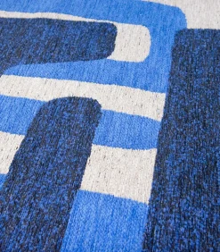 Vlak geweven woonkamer- en slaapkamerkleed BLUE LINES