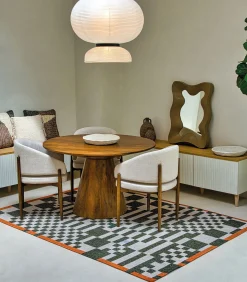 Vlak geweven woonkamer- en slaapkamerkleed GREEN OCEAN