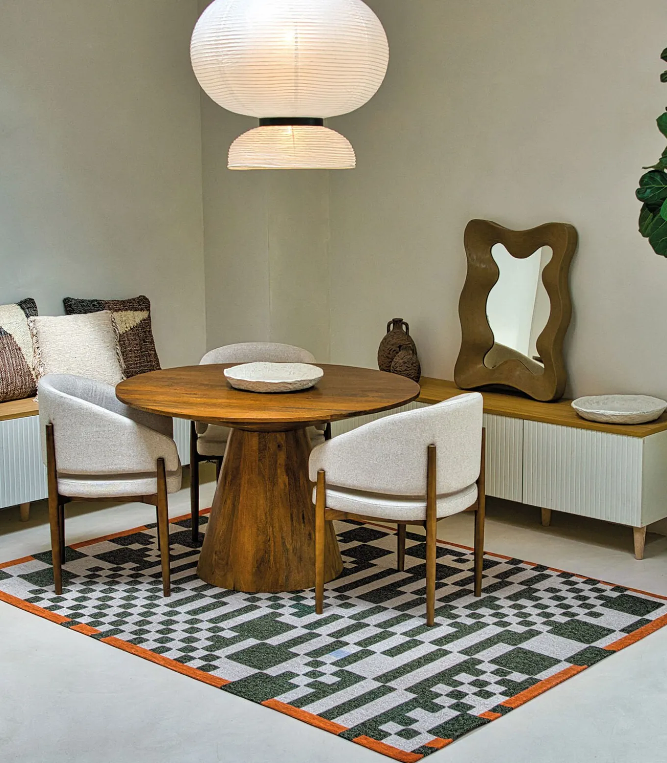 Vlak geweven woonkamer- en slaapkamerkleed GREEN OCEAN