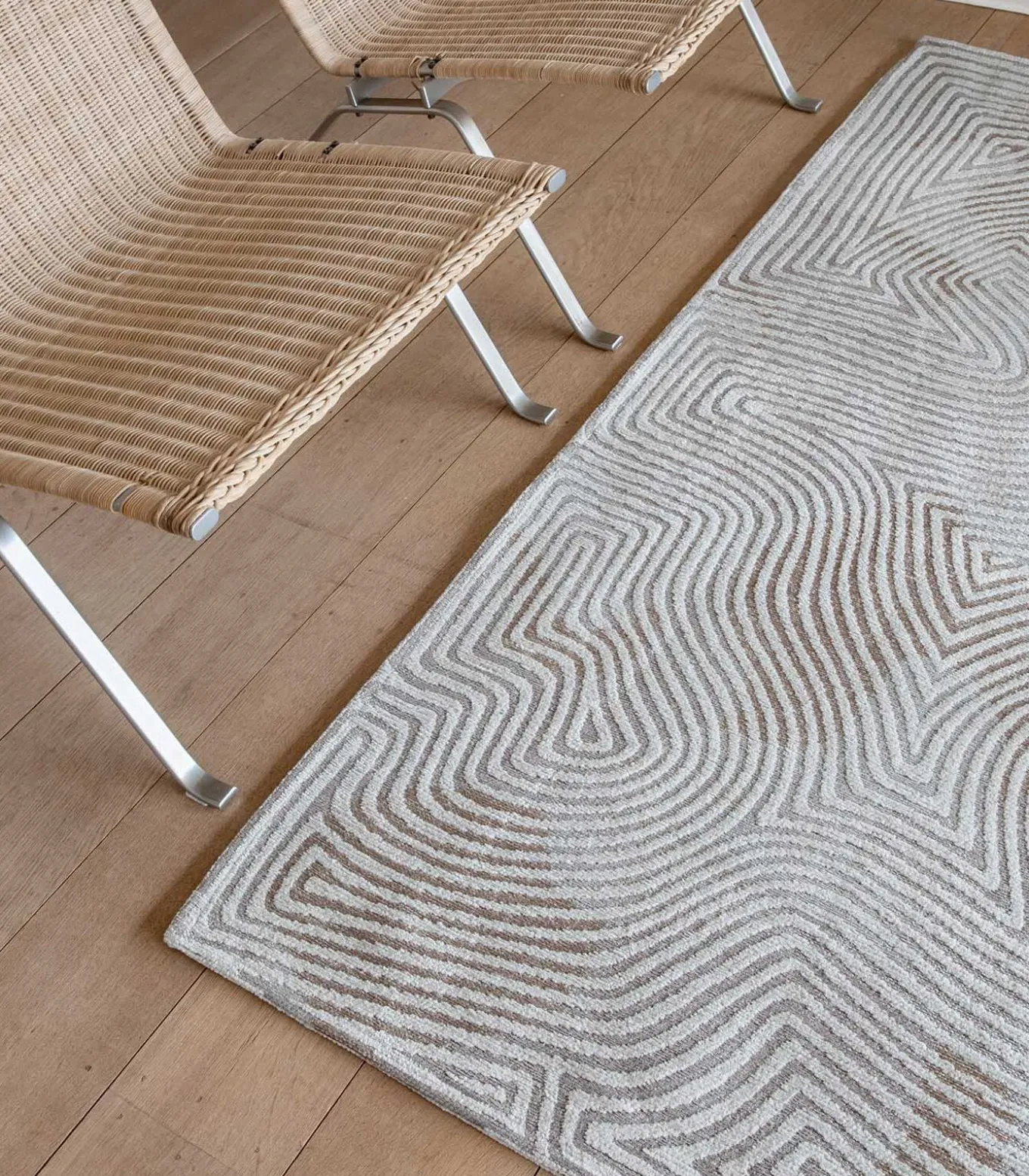 Vlak geweven woonkamer- en slaapkamerkleed WHITE HORIZON