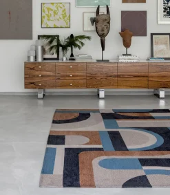 Vlak geweven woonkamer- en slaapkamerkleed BLUE MUSHROOM