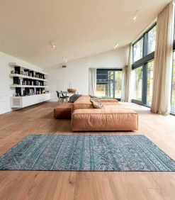 Vlak geweven woonkamer- en slaapkamerkleed BLUE ANTIK