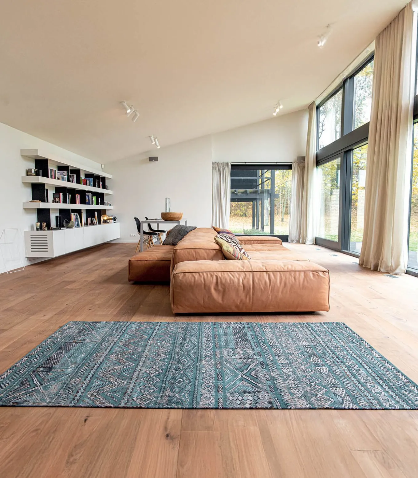 Vlak geweven woonkamer- en slaapkamerkleed BLUE ANTIK