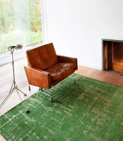 Vlak geweven woonkamer- en slaapkamerkleed GREEN BUBBLES