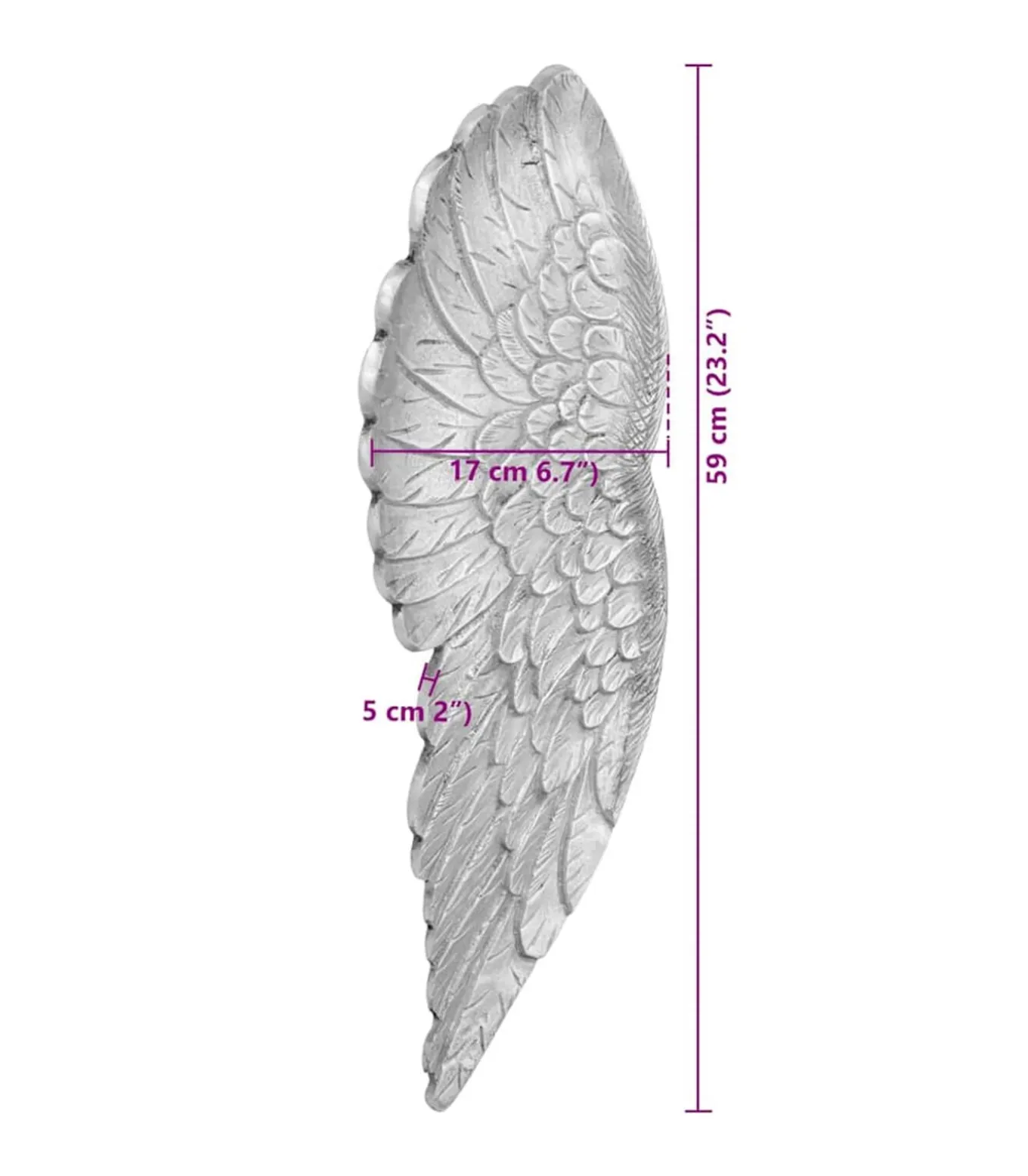 Vleugelen beeld Zilver 17 x 5 x 59 cm Aluminium