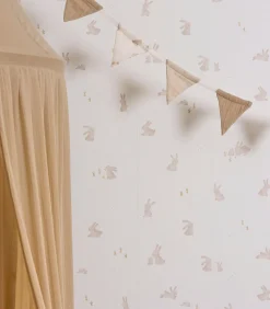 Vliesbehang Baby Bunny Bruin/Wit