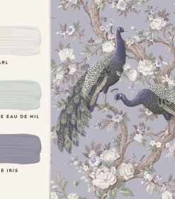 Vliesbehang Belvedere | Paars | Pauwen |