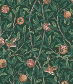 Vliesbehang Bird & Pomegranate Deep