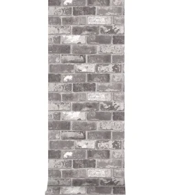 Vliesbehang Bricks Grey Grijs