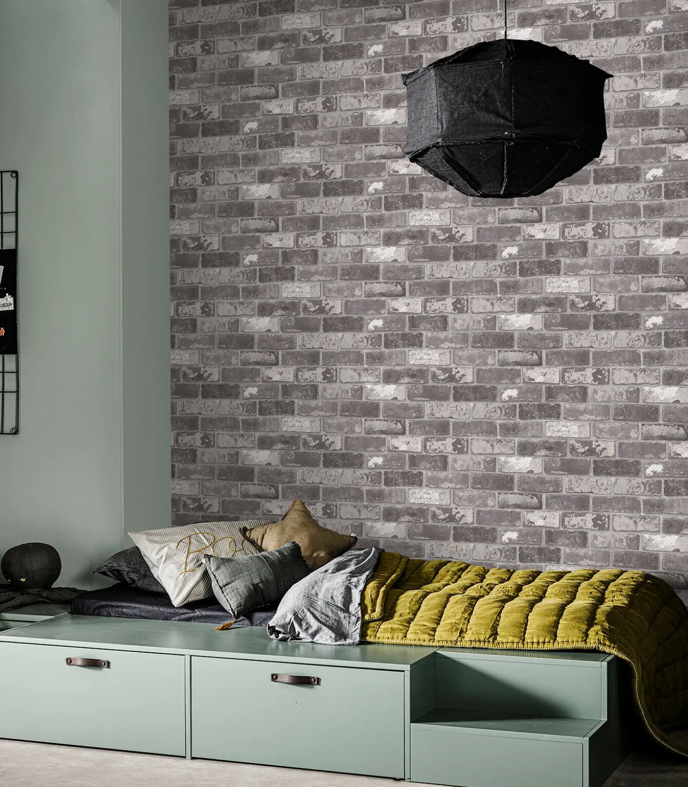 Vliesbehang Bricks Grey Grijs