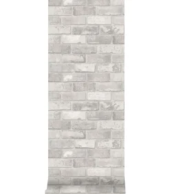 Vliesbehang Bricks Light Grey Lichtgrijs