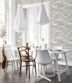 Vliesbehang Bricks Light Grey Lichtgrijs