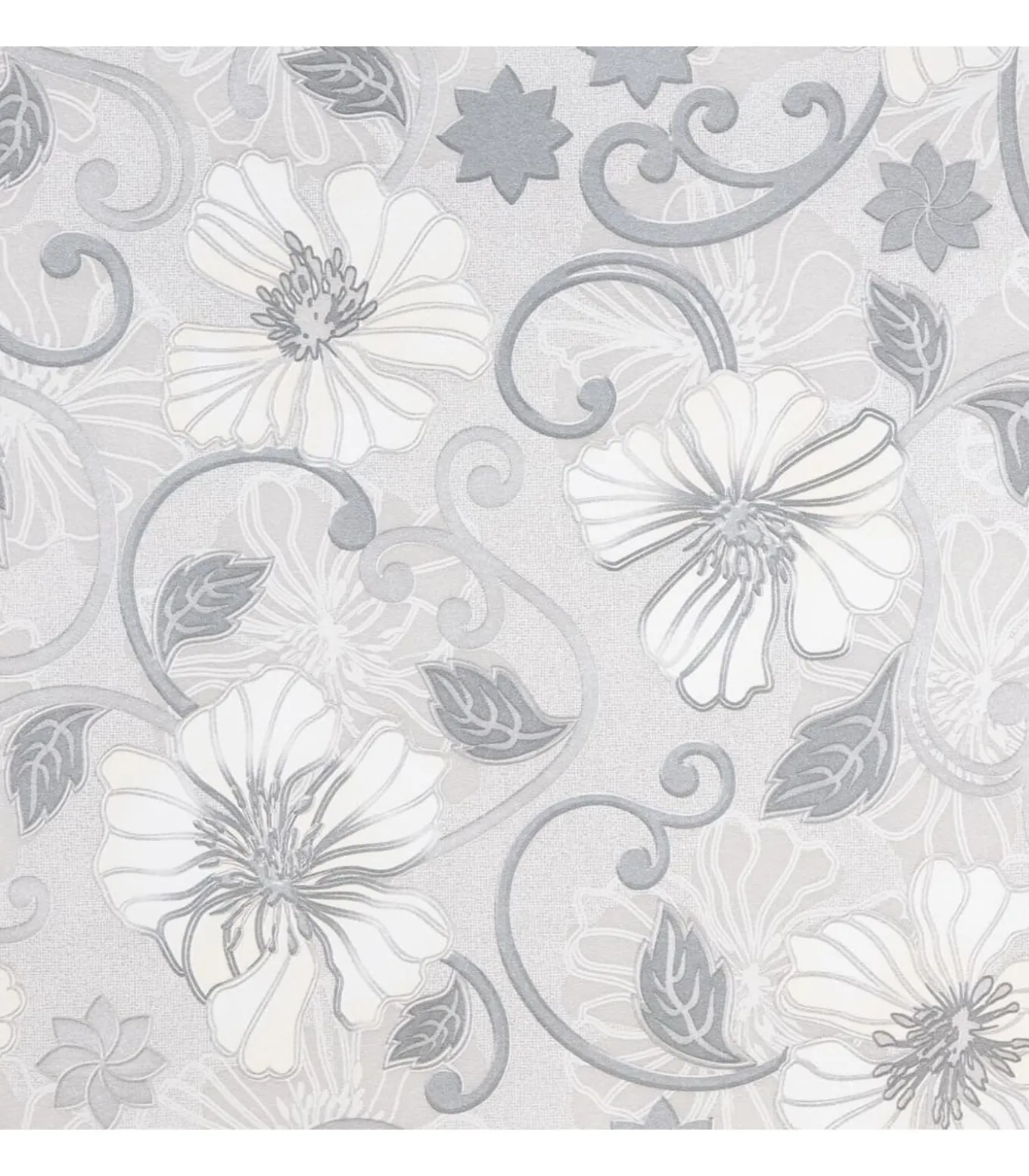 Vliesbehang 3D bloemenpatroon 10x0,53 m grijs