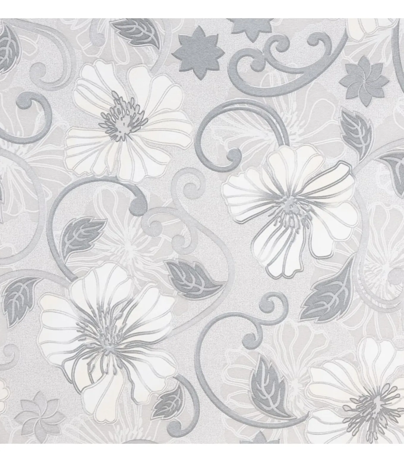 Vliesbehang 3D bloemenpatroon 10x0,53 m grijs