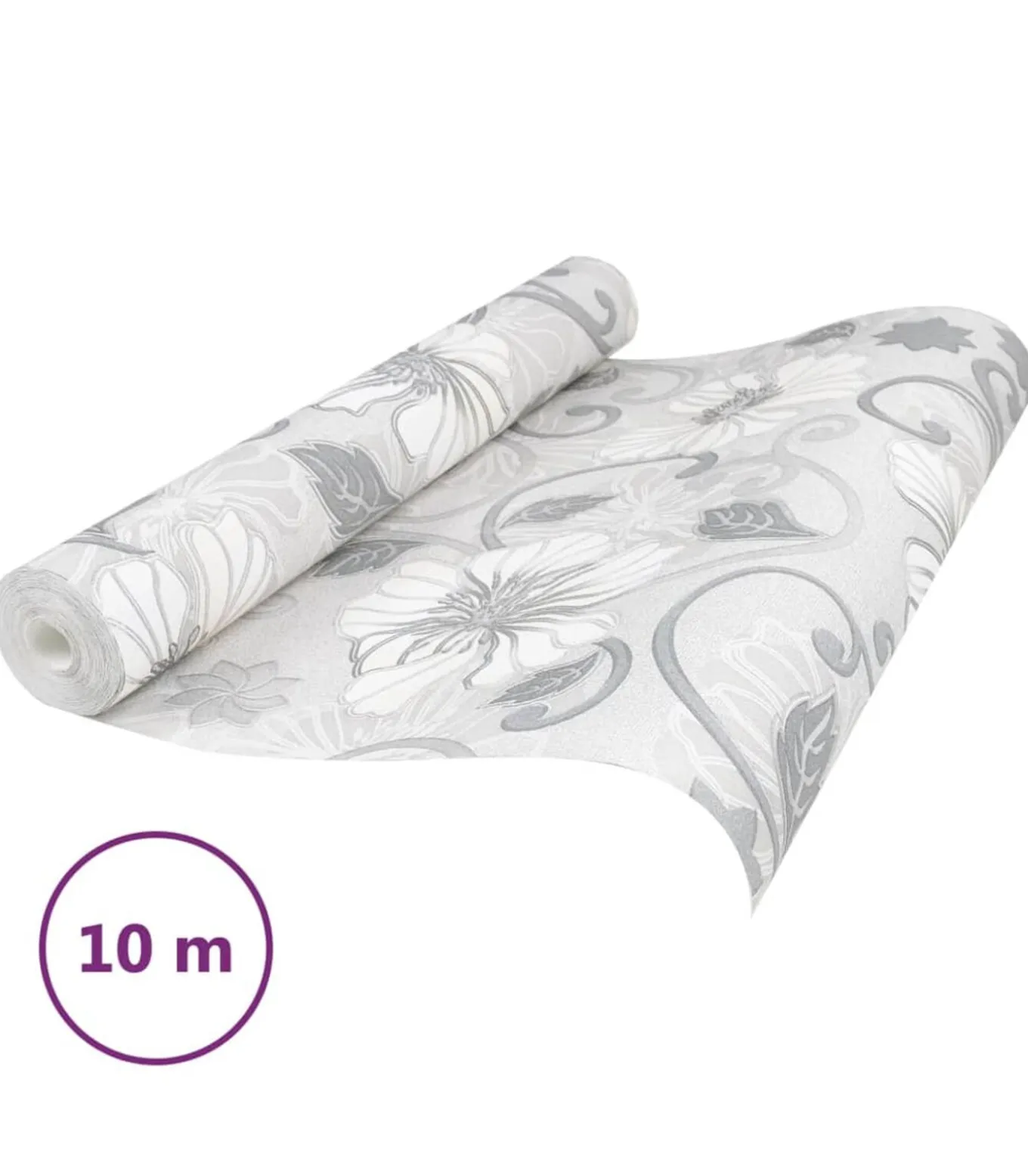 Vliesbehang 3D bloemenpatroon 10x0,53 m grijs