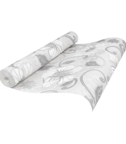 Vliesbehang 3D bloemenpatroon 10x0,53 m grijs