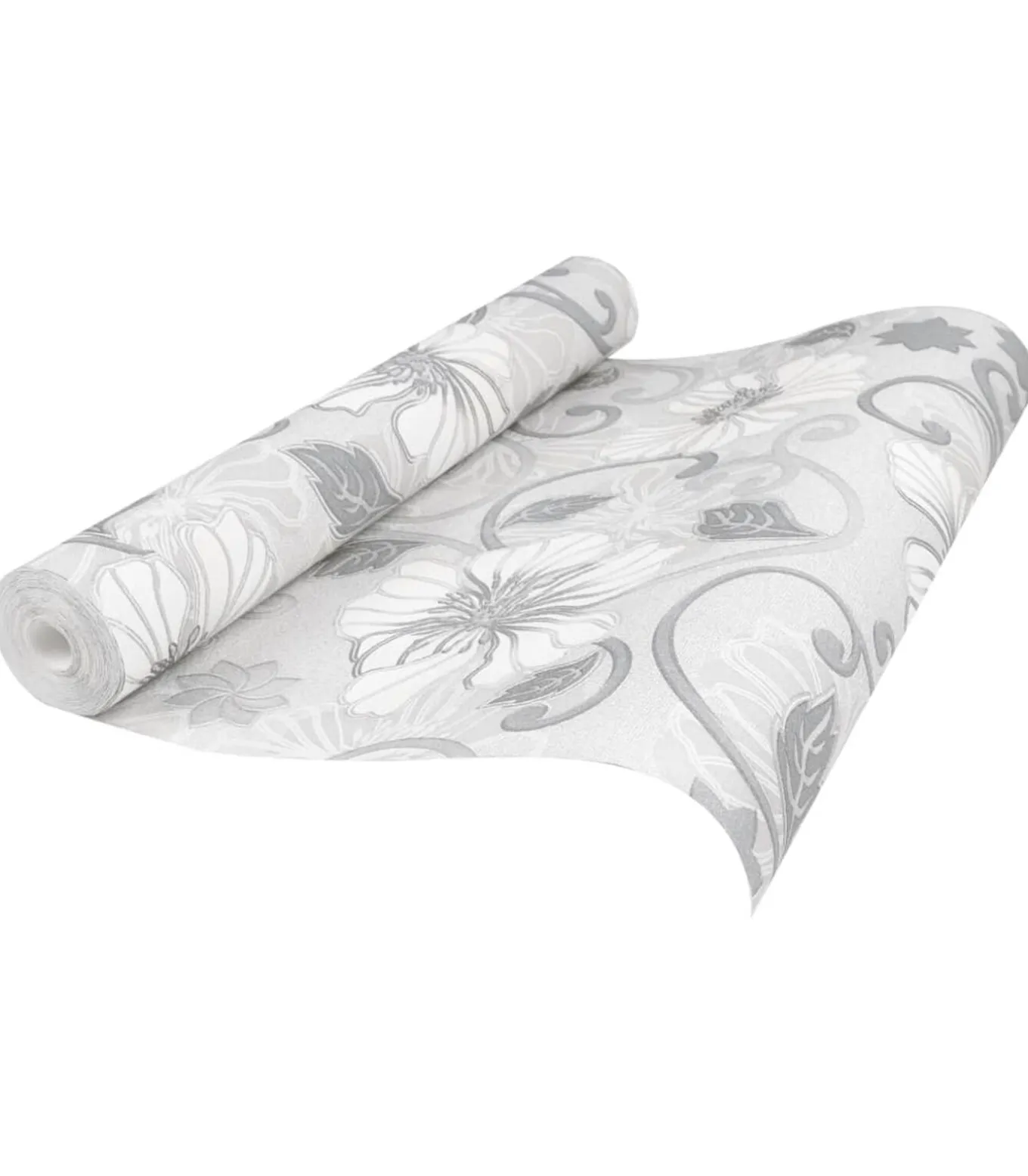 Vliesbehang 3D bloemenpatroon 10x0,53 m grijs