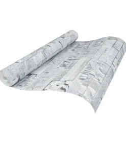 Vliesbehang 3D steen-look 10x0,53 m lichtgrijs