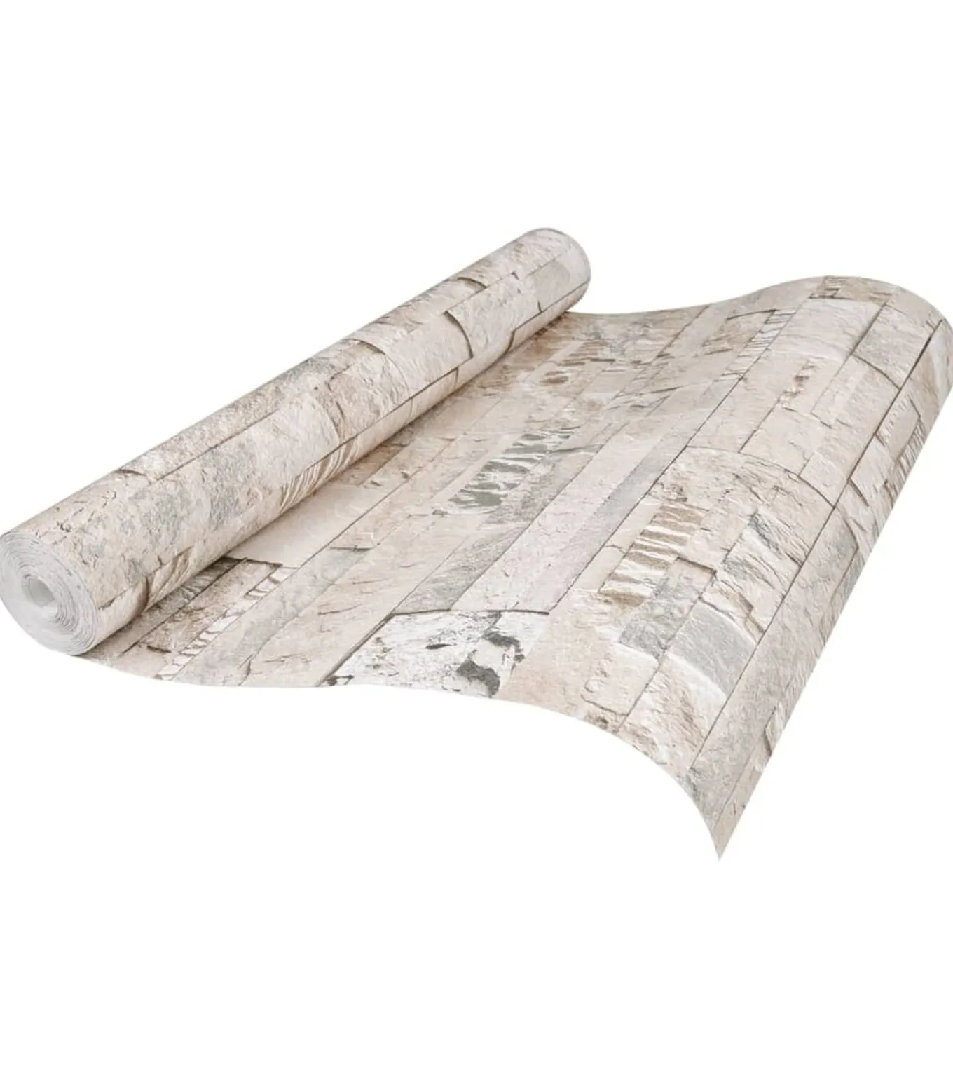 Vliesbehang 3D steen-look 10x0,53 m grijs en beige