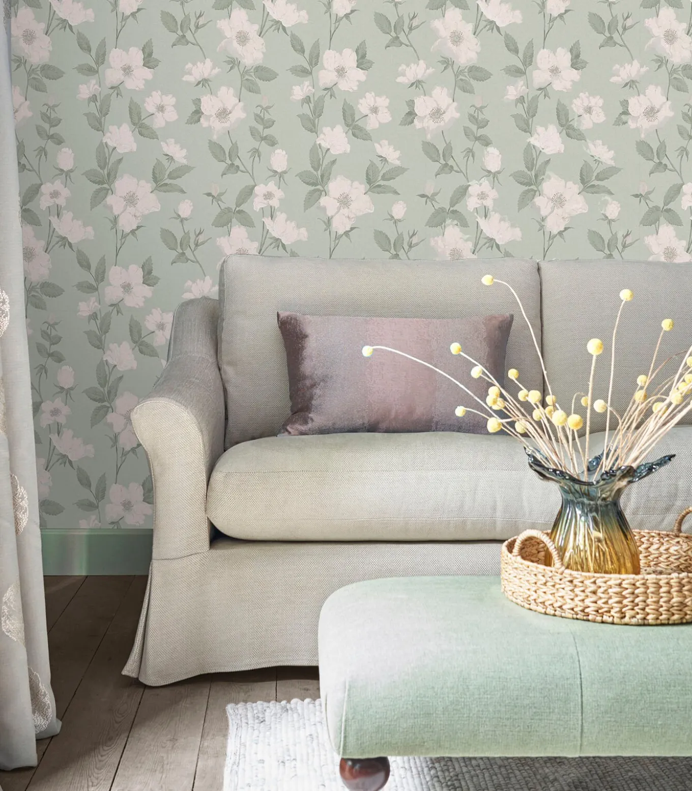 Vliesbehang Fleurir Smoke Green | Zacht