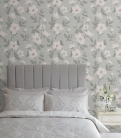 Vliesbehang Fleurir Smoke Green | Zacht