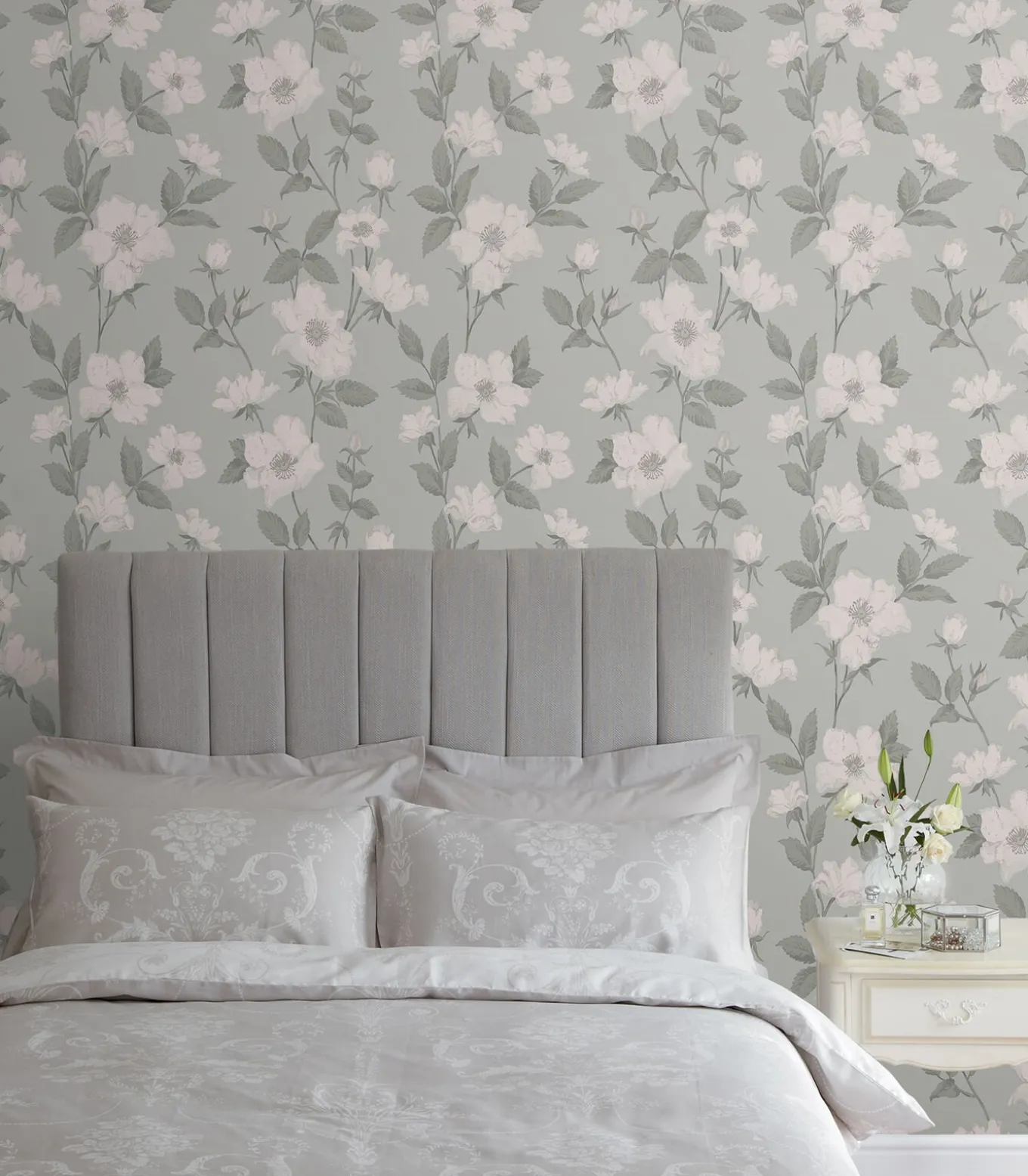 Vliesbehang Fleurir Smoke Green | Zacht