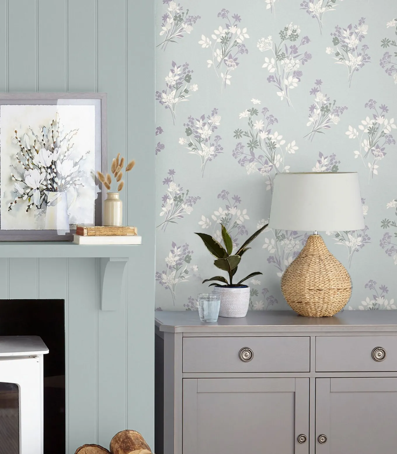 Vliesbehang Igerna Pale Duck Egg Blue|