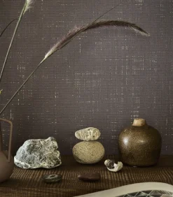 Vliesbehang linnen gold ebony