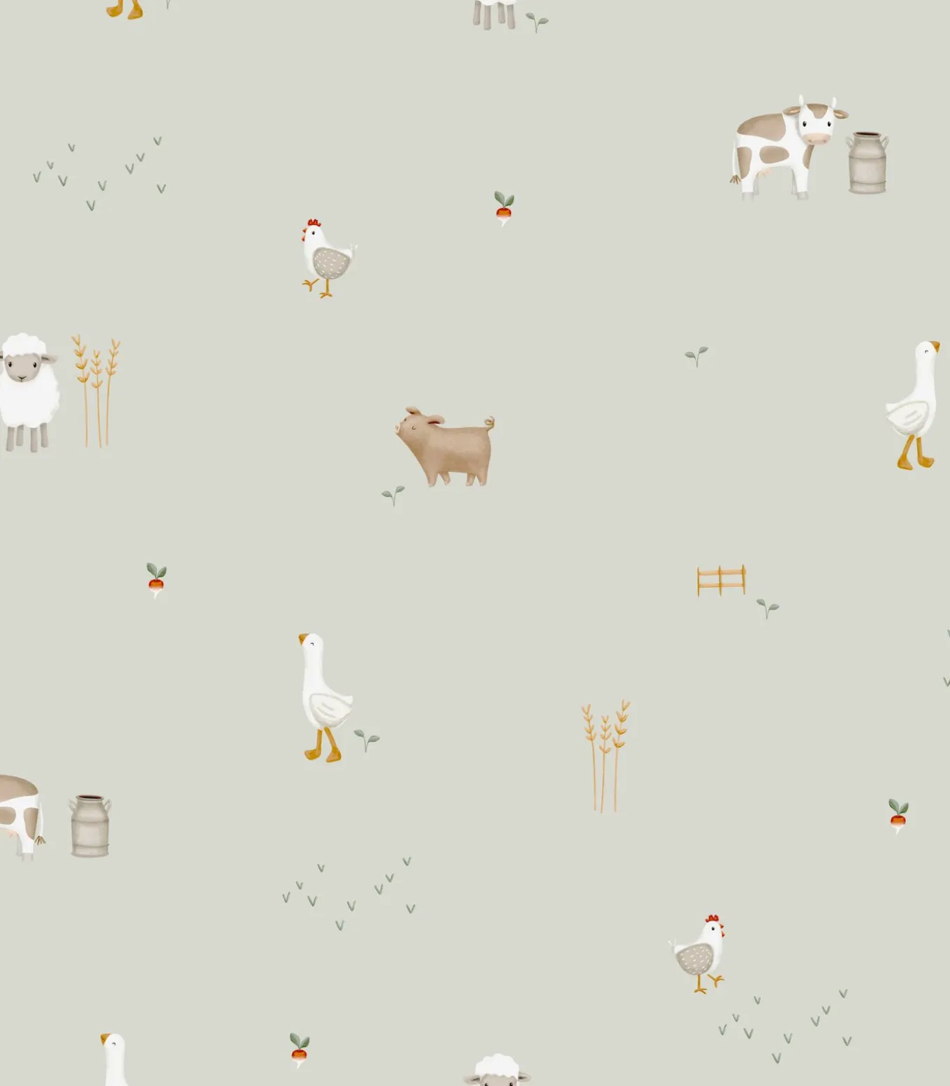 Vliesbehang Little Farm Groen