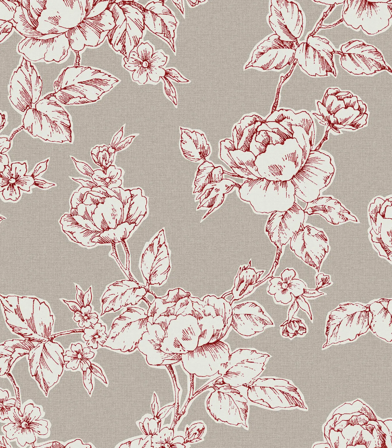 Vliesbehang Pollington Roses Donkergrijs