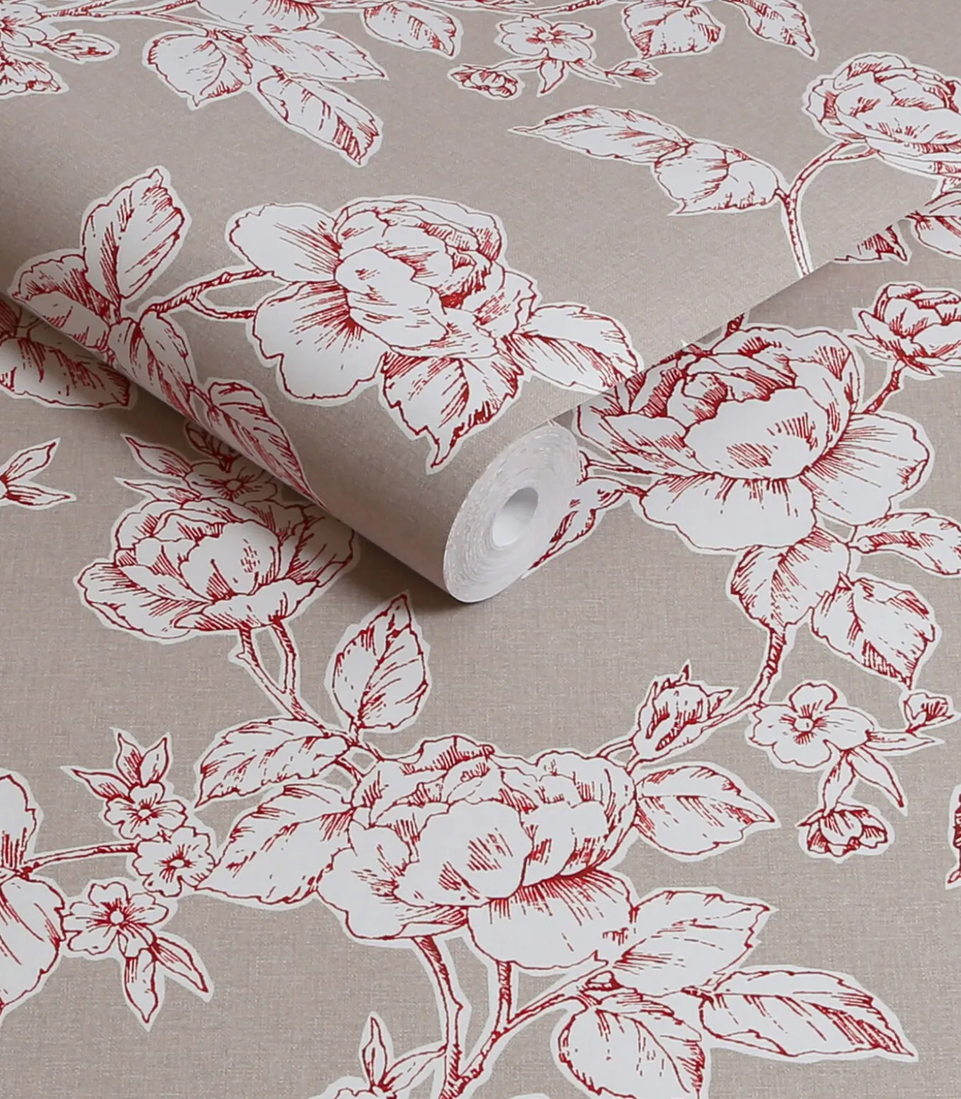 Vliesbehang Pollington Roses Donkergrijs