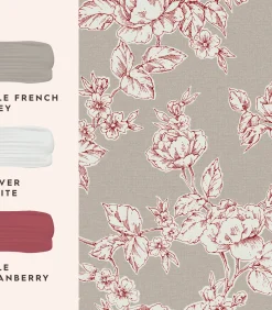 Vliesbehang Pollington Roses Donkergrijs