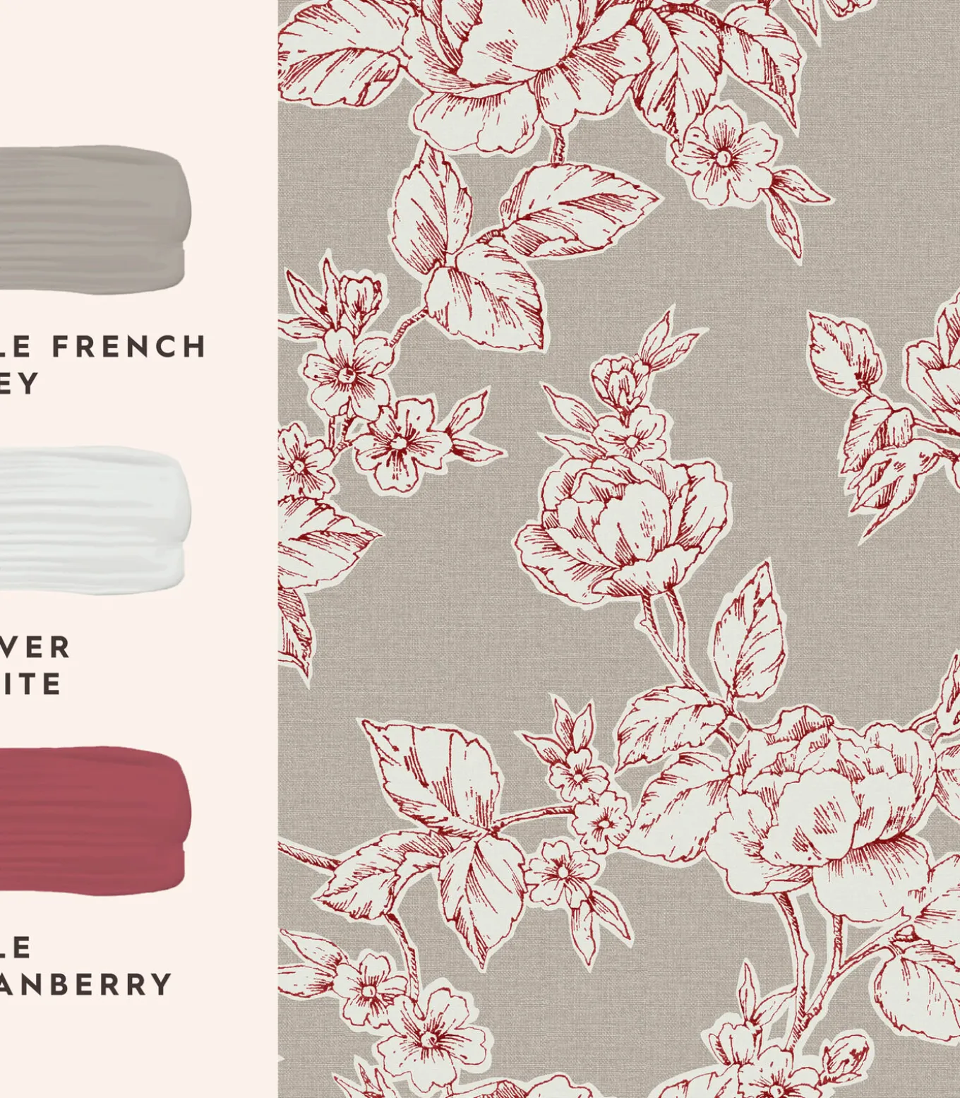 Vliesbehang Pollington Roses Donkergrijs