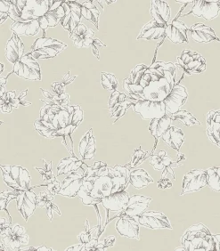 Vliesbehang Pollington Roses Naturel
