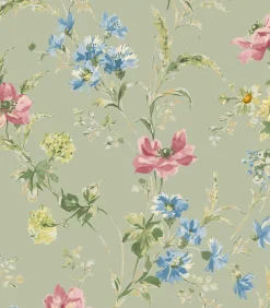 Vliesbehang Poppy Meadow Groen