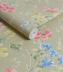 Vliesbehang Poppy Meadow Groen