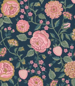 Vliesbehang Strawberry Garden Navy