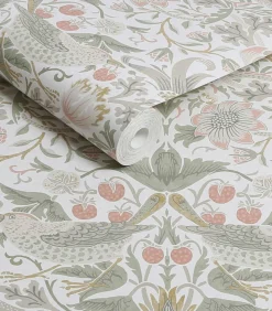 Vliesbehang Strawberry Thief Sage & Pink