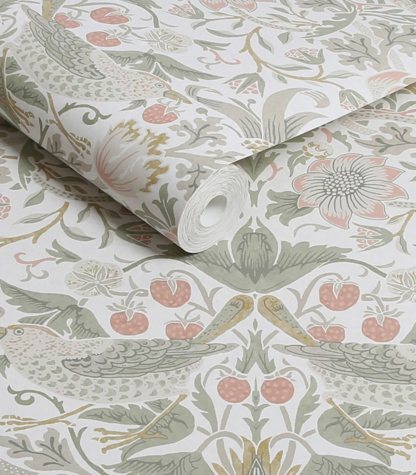 Vliesbehang Strawberry Thief Sage & Pink