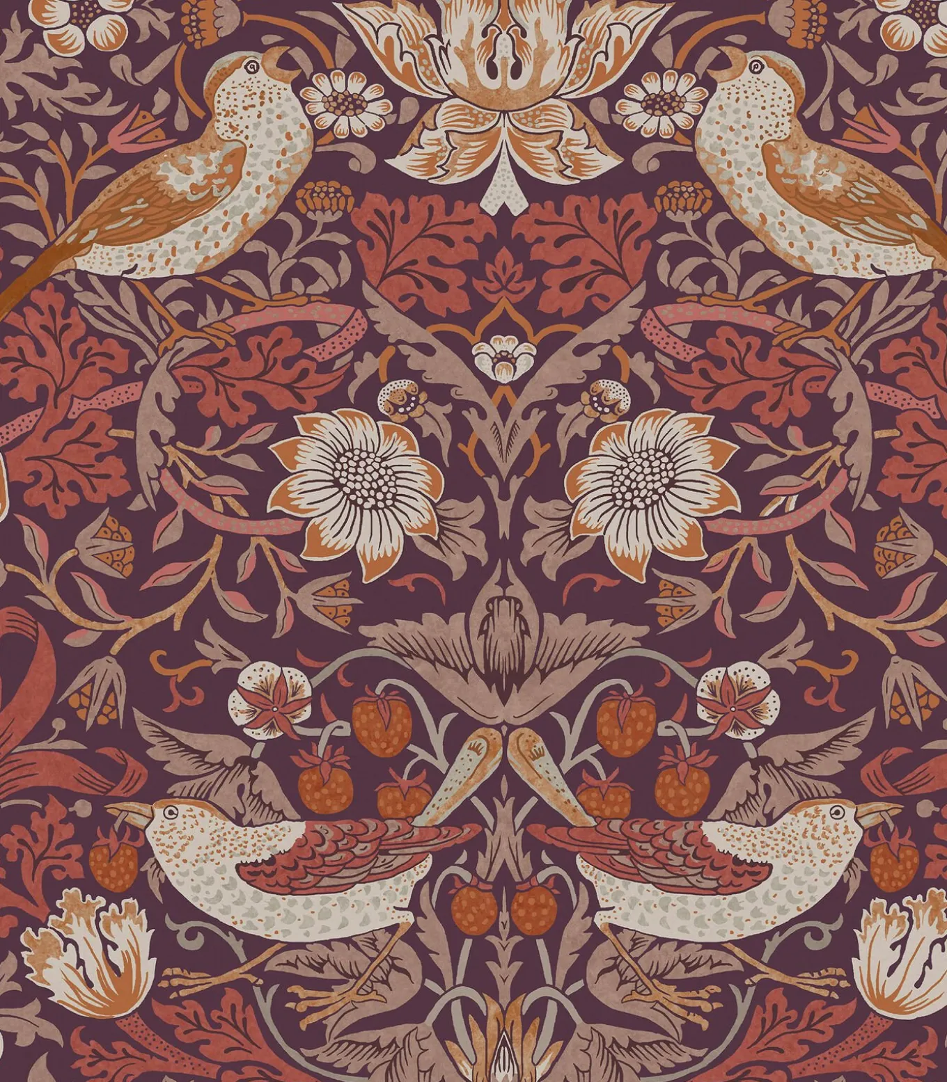 Vliesbehang Strawberry Thief Plum