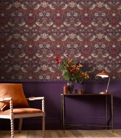 Vliesbehang Strawberry Thief Plum