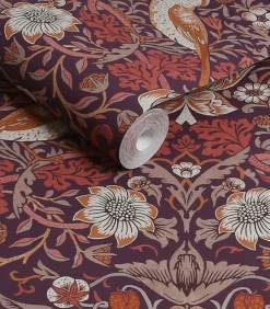 Vliesbehang Strawberry Thief Plum