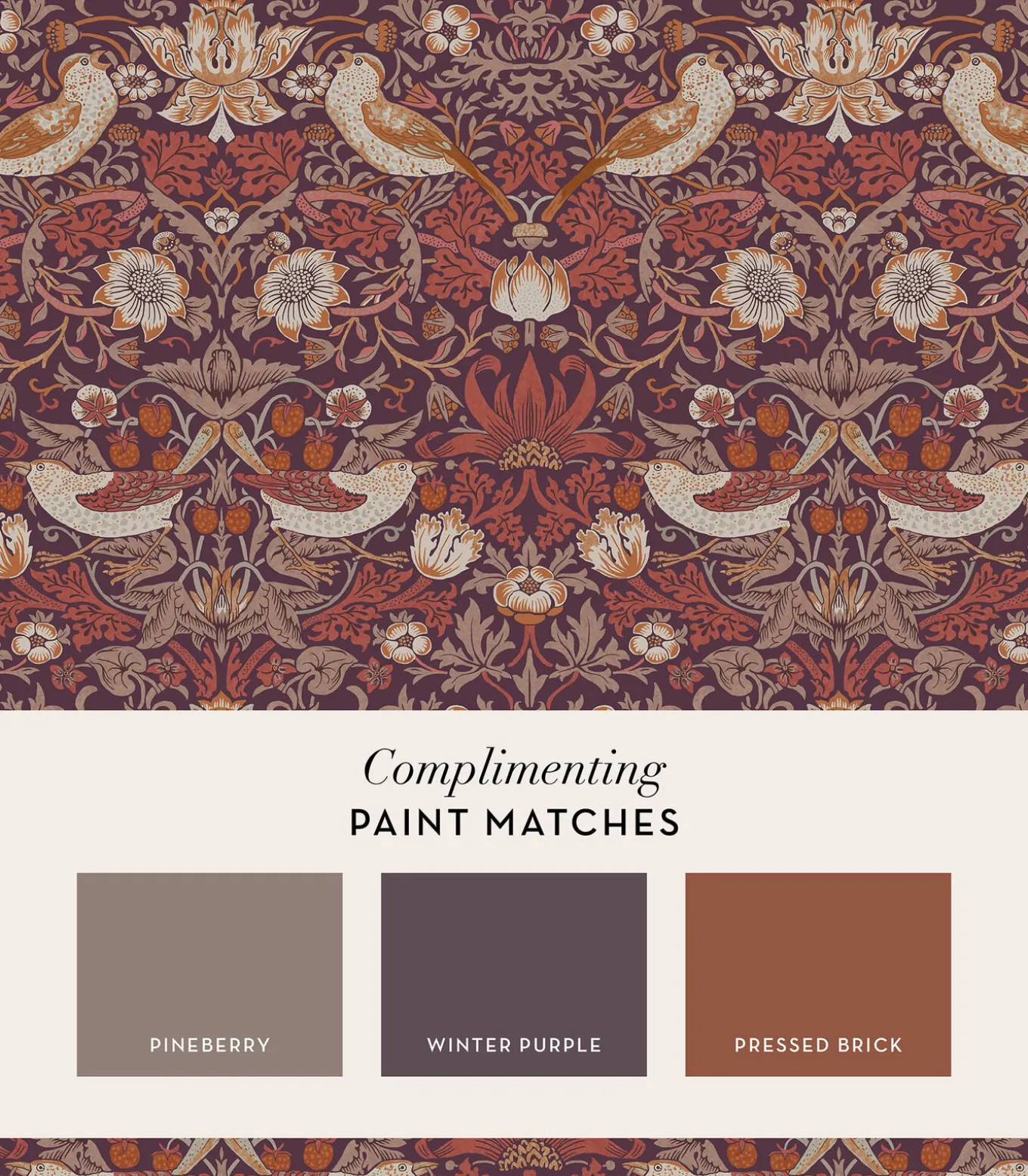 Vliesbehang Strawberry Thief Plum