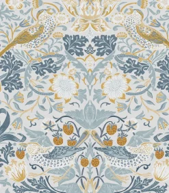 Vliesbehang Strawberry Thief Soft Blue