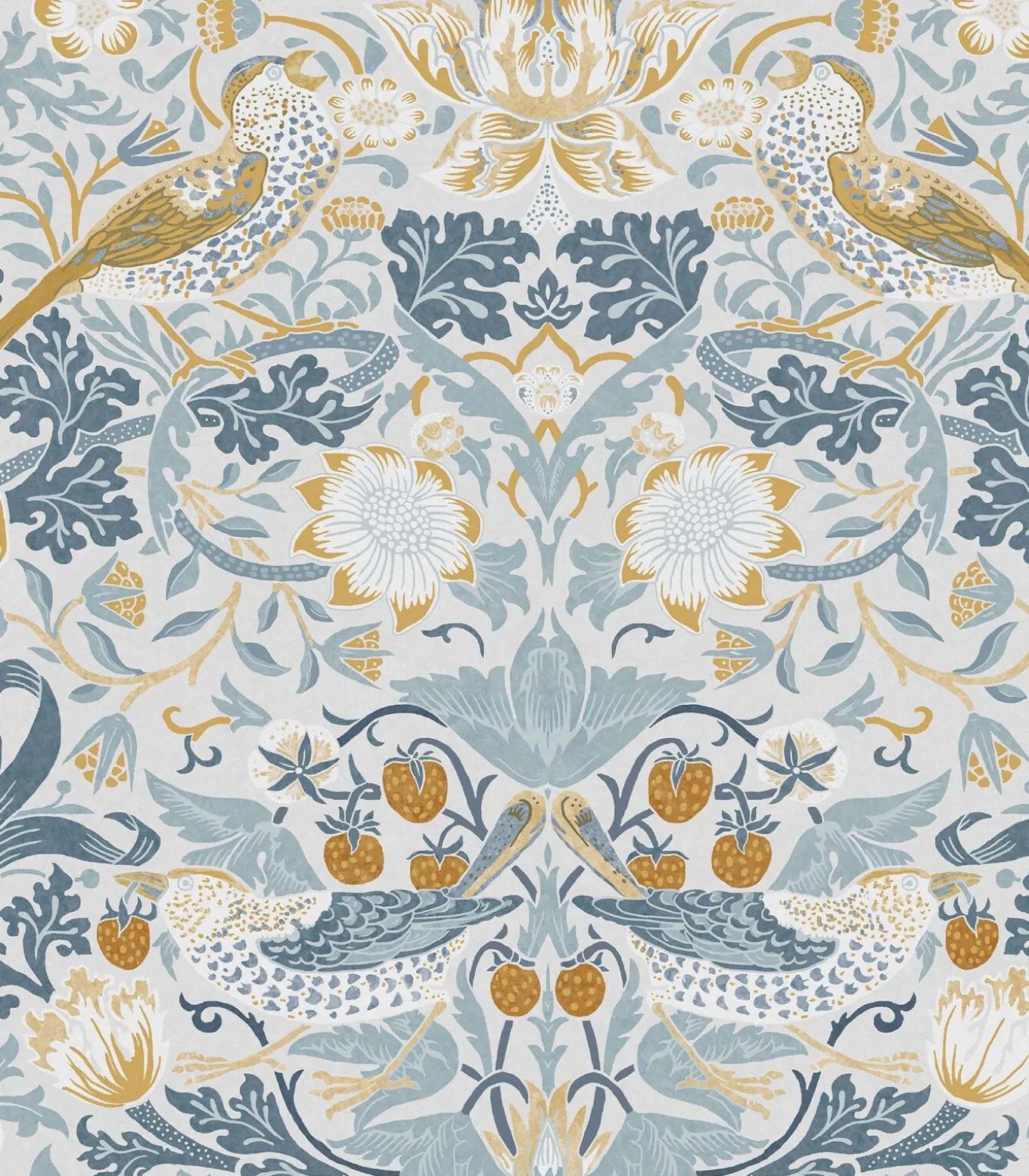 Vliesbehang Strawberry Thief Soft Blue