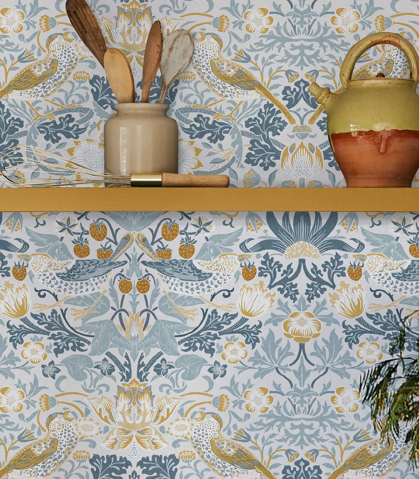 Vliesbehang Strawberry Thief Soft Blue